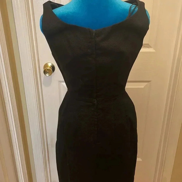 EUC Vintage Zip Up Black Dress with Removable Striped Blouse - Picture 10 of 11